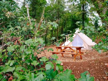Bell tent with a picnic bench (added by manager 18 jan 2023)