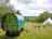 Farrs Meadow: Green gypsy caravan with lovely rural views behind 