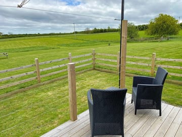 Decking with far reaching views over the farmland and the Mendip Hills (added by manager 20 Sep 2022)