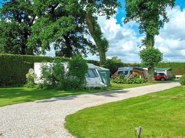 Campsite pathway and pitches