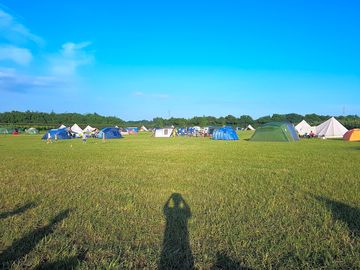 Tents and campervan area
