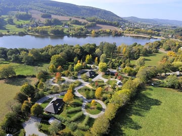 Aerial view of the pitches,site and lake