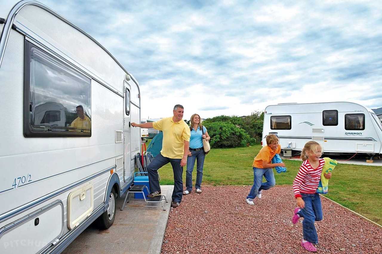 Family prepared for their touring caravan holiday