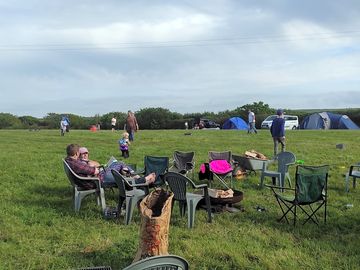 Family camping on the site