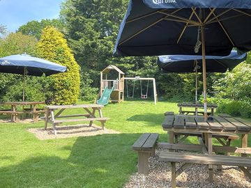 Beer garden with a playset