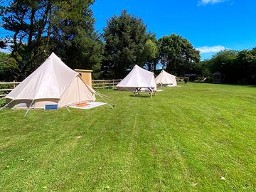 All three bell tents ready