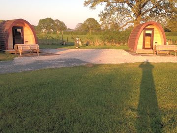 Camping pods in the sunshine