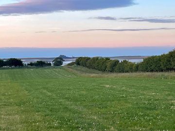 Views over lindisfarne nature reserve to holy island