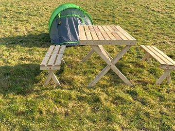 Picnic table near the pitches