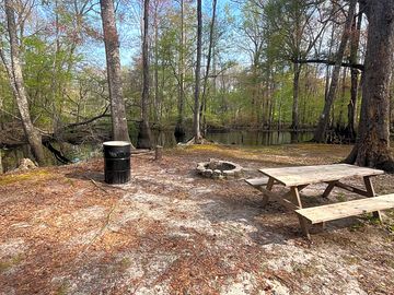River oxbow river, table and firepit