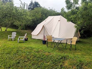 Bell tent with outdoor seating