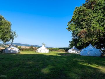 Shaded glamping area
