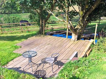 Decking area and pond