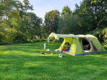 Tent pitched on the main site