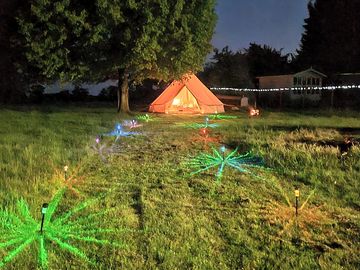 Bell tent lit up at night (added by manager 26 may 2023)