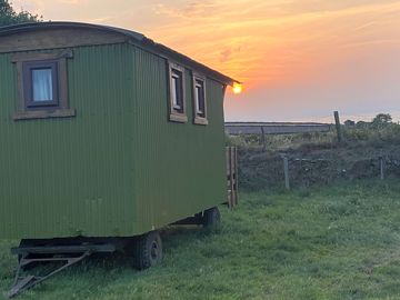 Sunset hut during sunset