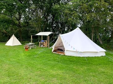 6 metre bell tent, kitchen, seating and teepee (added by manager 18 jul 2023)