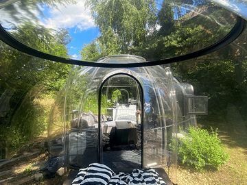Looking from the bedroom to the living area