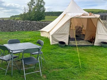 Bell tent dining area