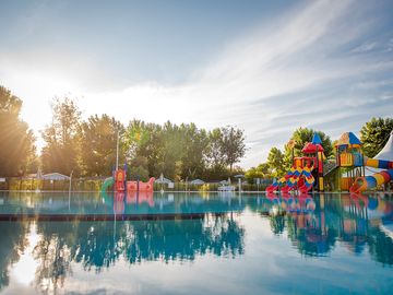 Swimming pool with slides