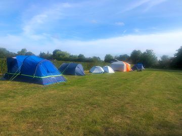 Non-electric grass tent pitch