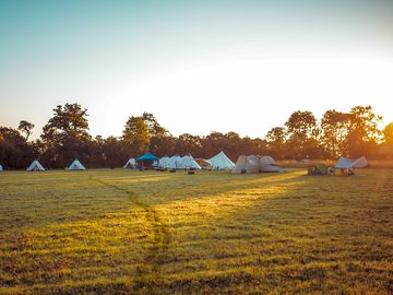 Non-electric grass tent pitch