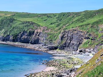 Remote beach from the wales coast path