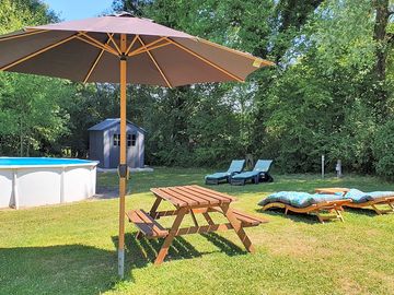 Swimming pool and seating areas