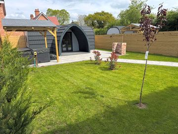 Exterior of pod and hot tub