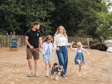 Family walk at our castlewood cove- a small beach area on the lough shore at castlewood holiday park