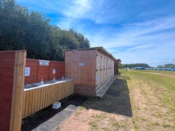 Hand wash and teeth cleaning sinks at lepe beach campsite