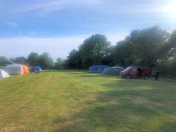 Non-electric grass tent pitch