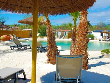 Relax under an umbrella