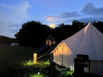 Bell tent by night