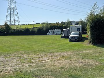 Caravans parked in the field