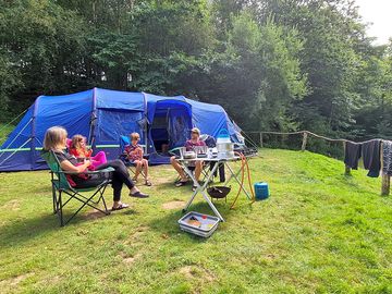 Non-electric grass tent pitch