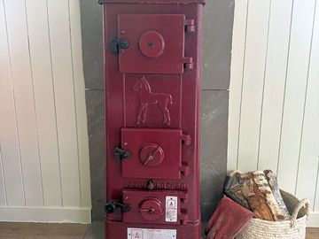 Woodburning stove with wood