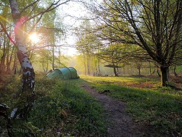 Tent pitched on a faraway tent pitch