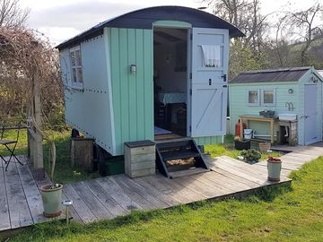 The hut and washroom in spring