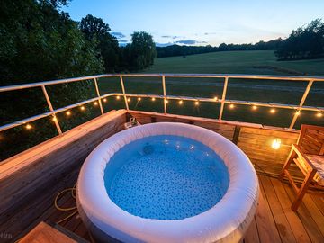 Hot tub and fairy lights to make that view even better