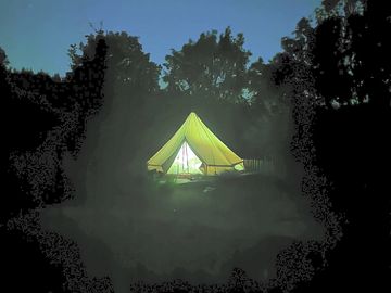 Bell tent at night