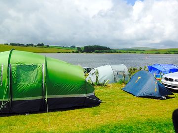 Overlooking the lake from the terraced pitches