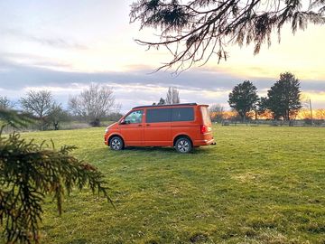 A lovely sunset over the site