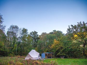 Wide shot of the camp