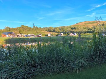 Pitch view across lake