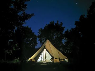Bell tent at night