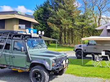 Roof tent at the shepherd's rest pub and campsite