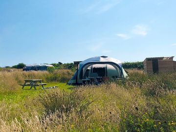 Pitch with compost loo and hot shower