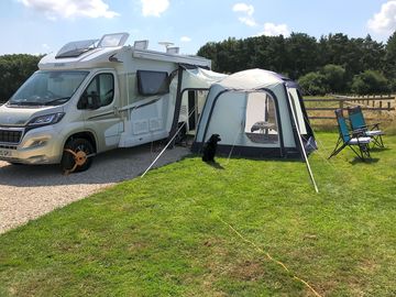 Spacious grass/gravel pitches