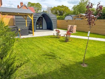 Exterior of pod and hot tub